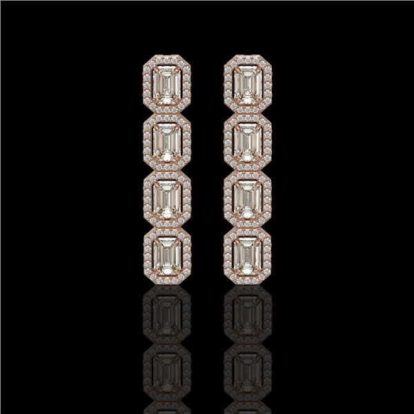 5.33 ctw Emerald Cut Diamond Micro Pave Earrings 18K Rose Gold - REF-804X5A