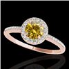 Image 1 : 1.2 ctw Certified SI/I Fancy Intense Yellow Diamond Ring 10k Rose Gold - REF-177F3M