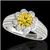 Image 1 : 2.05 ctw Certified SI/I Fancy Intense Yellow Diamond Ring 10k White Gold - REF-340W9H