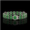 Image 2 : 14.05 ctw Jade & Diamond Bracelet 14K White Gold - REF-254A5N
