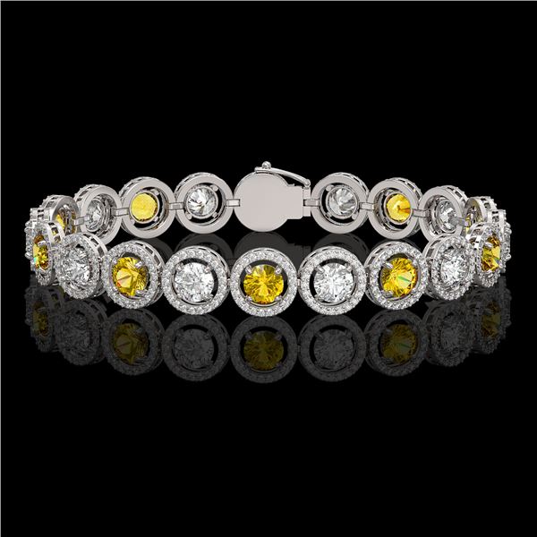 13.76 ctw Canary & Diamond Micro Pave Bracelet 18K White Gold - REF-1461A3N