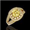 Image 1 : 2.09 ctw Canary Citrine & Diamond Victorian Ring 14K Yellow Gold - REF-83Y6X