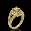 Image 2 : 2.09 ctw Canary Citrine & Diamond Victorian Ring 14K Yellow Gold - REF-83Y6X