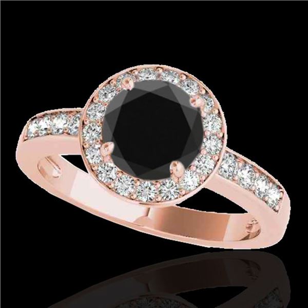 2 ctw Certified VS Black Diamond Solitaire Halo Ring 10k Rose Gold - REF-65X5A