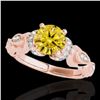 Image 1 : 1.2 ctw Certified SI Intense Yellow Diamond Antique Ring 10k Rose Gold - REF-184N3F