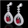 Image 1 : 2.25 ctw Ruby & Micro Pave VS/SI Diamond Earrings 14k White Gold - REF-105F5M