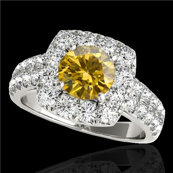 2.25 ctw Certified SI/I Fancy Intense Yellow Diamond Ring 10k White Gold - REF-238N6F