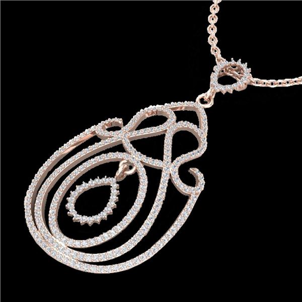 2 ctw Micro Pave Designer VS/SI Diamond Necklace 14k Rose Gold - REF-170N9F