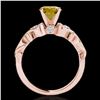 Image 2 : 1.15 ctw Certified SI Intense Yellow Diamond Antique Ring 10k Rose Gold - REF-190X9A