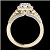 Image 2 : 2 ctw Certified Diamond Solitaire Halo Ring 10k Yellow Gold - REF-259F3M