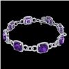 Image 2 : 30 ctw Amethyst & Micro VS/SI Diamond Bracelet 14k White Gold - REF-368G9W