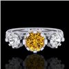 Image 2 : 1.75 ctw Intense Fancy Yellow Diamond Art Deco Ring 18k White Gold - REF-227Y3X