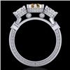 Image 3 : 1.75 ctw Intense Fancy Yellow Diamond Art Deco Ring 18k White Gold - REF-227Y3X