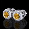 Image 1 : 1.07 ctw Intense Fancy Yellow Diamond Art Deco Earrings 18k White Gold - REF-172R8K