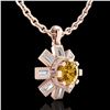 Image 3 : 1.33 ctw Intense Fancy Yellow Diamond Art Deco Necklace 18k Rose Gold - REF-216W4H
