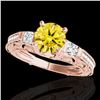 Image 1 : 1.38 ctw Certified SI Intense Yellow Diamond Antique Ring 10k Rose Gold - REF-177K3Y