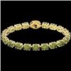 Image 2 : 27 ctw Green Tourmaline & VS/SI Diamond Micro Bracelet 14k Yellow Gold - REF-243F5M