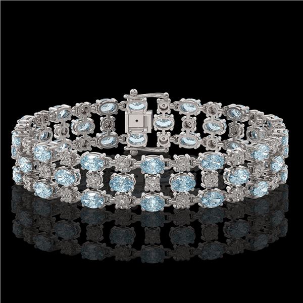 17.27 ctw Aquamarine & Diamond Bracelet 10K White Gold - REF-318G2W