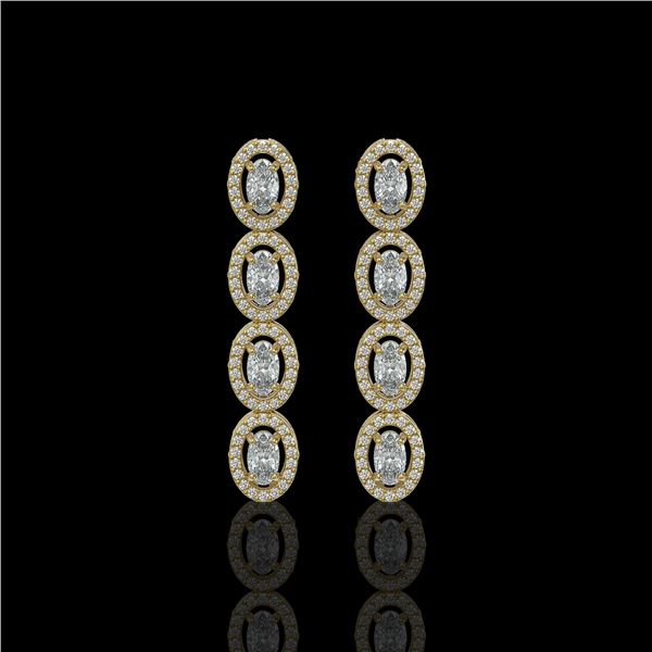 3.84 ctw Oval Cut Diamond Micro Pave Earrings 18K Yellow Gold - REF-334R6K