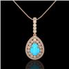 Image 2 : 3.97 ctw Turquoise & Diamond Victorian Necklace 14K Rose Gold - REF-125H6R