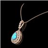 Image 3 : 3.97 ctw Turquoise & Diamond Victorian Necklace 14K Rose Gold - REF-125H6R