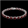 Image 2 : 15 ctw Garnet & VS/SI Diamond Certified Eternity Bracelet 10k White Gold - REF-74A2N