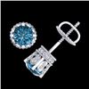 Image 3 : 3 ctw Fancy Intense Blue Diamond Art Deco Earrings 18k White Gold - REF-349M3G
