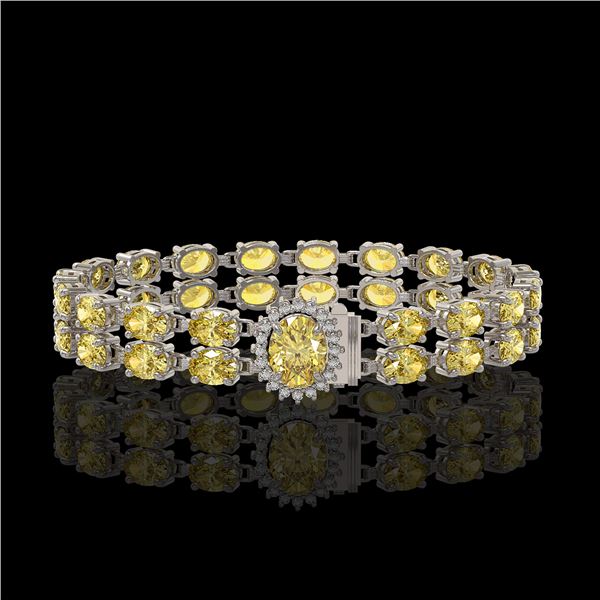 24.02 ctw Citrine & Diamond Bracelet 14K White Gold - REF-218Y2X