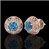 Image 2 : 1.31 ctw Fancy Intense Blue Diamond Art Deco Earrings 18k Rose Gold - REF-149M3G