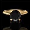 Image 2 : 1.36 ctw Fancy Black Diamond Engagment Art Deco Ring 18k Yellow Gold - REF-66A8N