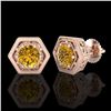 Image 2 : 1.07 ctw Intense Fancy Yellow Diamond Art Deco Earrings 18k Rose Gold - REF-131A8N