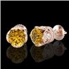 Image 2 : 3 ctw Intense Fancy Yellow Diamond Art Deco Earrings 18k Rose Gold - REF-636W4H