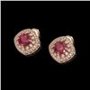 Image 2 : 4.99 ctw Certified Ruby & Diamond Victorian Earrings 14K Rose Gold - REF-124W8H