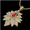 Image 1 : 3 ctw Ruby & Micro Pave VS/SI Diamond Necklace 18k Yellow Gold - REF-290A9N