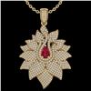 Image 2 : 3 ctw Ruby & Micro Pave VS/SI Diamond Necklace 18k Yellow Gold - REF-290A9N