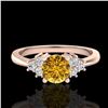 Image 2 : 0.75 ctw Intense Fancy Yellow Diamond Engagment Ring 18k Rose Gold - REF-107N3F