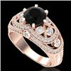 Image 1 : 2 ctw Fancy Black Diamond Engagment Art Deco Ring 18k Rose Gold - REF-161A8N