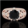 Image 2 : 2 ctw Fancy Black Diamond Engagment Art Deco Ring 18k Rose Gold - REF-161A8N