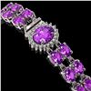 Image 2 : 14.1 ctw Amethyst & Diamond Bracelet 14K White Gold - REF-209W3H