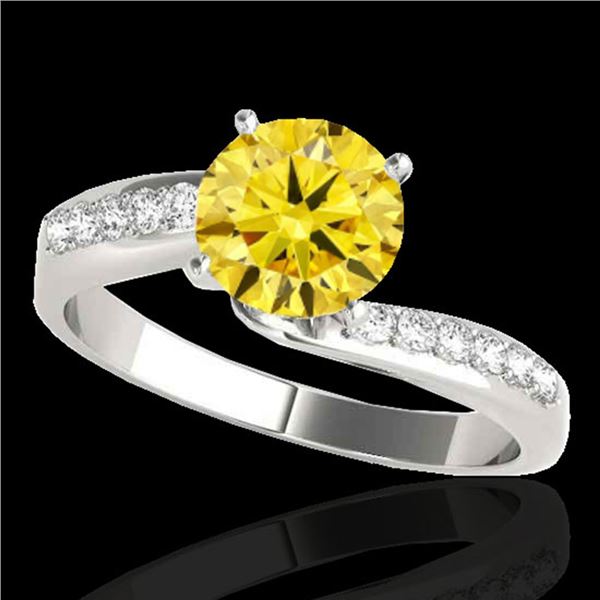 1.15 ctw Certified SI Intense Yellow Diamond Bypass Ring 10k White Gold - REF-184H3R