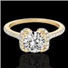 Image 1 : 1.33 ctw Certified Diamond Solitaire Halo Ring 10k Yellow Gold - REF-190G9W