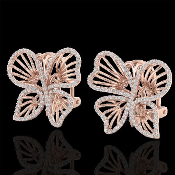 1.25 ctw Designer Micro Butterfly VS/SI Diamond Earrings 14k Rose Gold - REF-141R8K