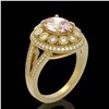 Image 2 : 3.95 ctw Certified Morganite & Diamond Victorian Ring 14K Yellow Gold - REF-176A8N