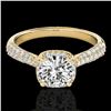 Image 1 : 1.50 ctw Certified Diamond Solitaire Halo Ring 10k Yellow Gold - REF-204K5Y