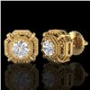 Image 2 : 1.11 ctw VS/SI Diamond Solitaire Art Deco Stud Earrings 18k Yellow Gold - REF-254Y5X