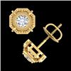 Image 3 : 1.11 ctw VS/SI Diamond Solitaire Art Deco Stud Earrings 18k Yellow Gold - REF-254Y5X