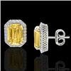 Image 2 : 8.40 ctw Citrine & Micro Pave VS/SI Diamond Earrings 18k White Gold - REF-80A2N