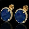 Image 1 : 25 ctw Sapphire & Micro Pave VS/SI Diamond Earrings 18k Yellow Gold - REF-200M2G