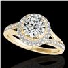 Image 1 : 1.6 ctw Certified Diamond Solitaire Halo Ring 10k Yellow Gold - REF-204W5H