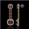 Image 2 : 18.92 ctw Garnet & Diamond Earrings 14K Yellow Gold - REF-231H5R